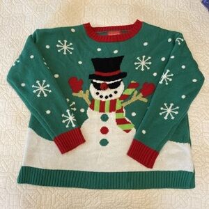 Blizzard Bay Snowman Wearing Sunglasses Christmas Sweater Green Red size Medium
